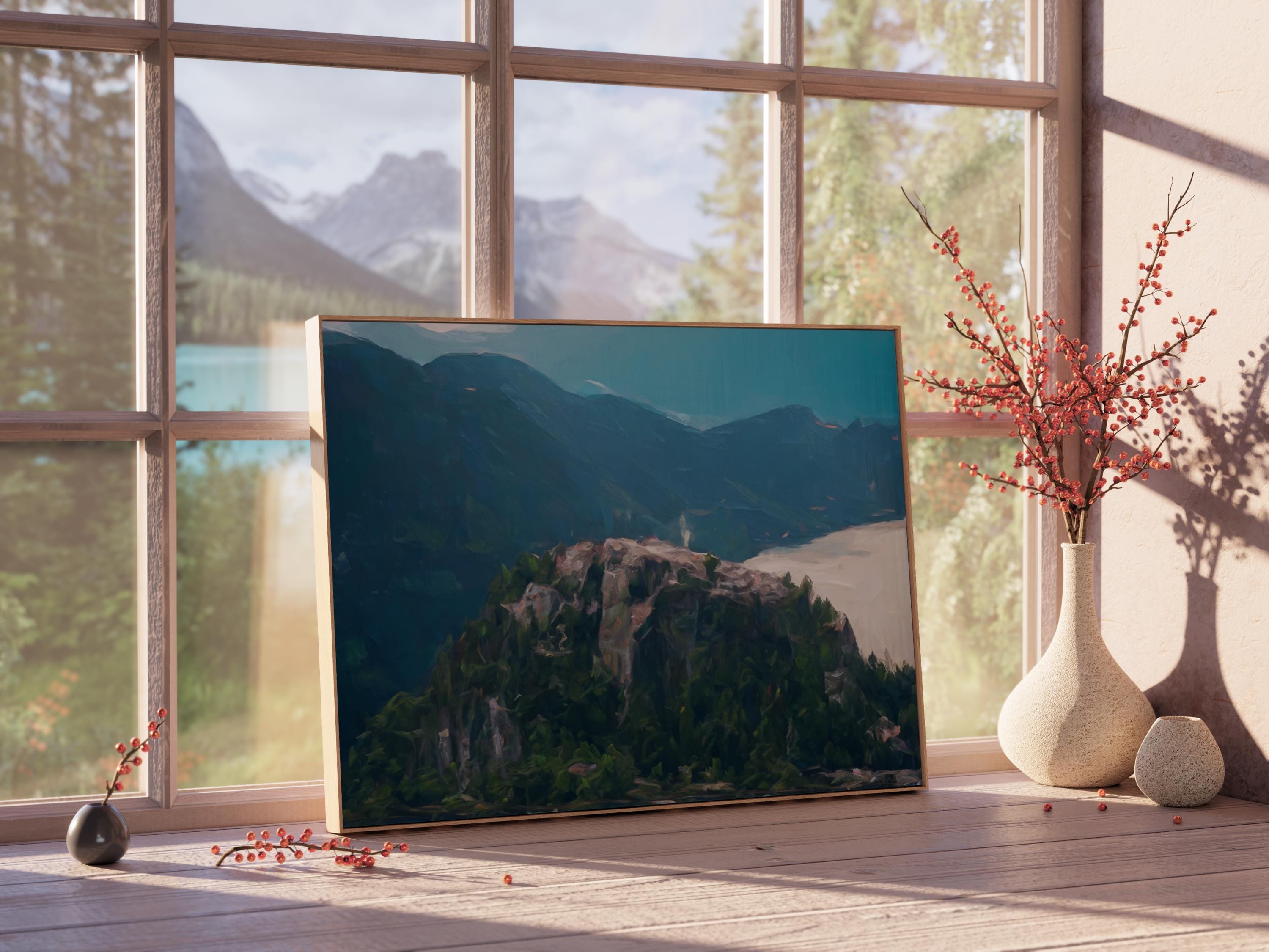 Stawamus Chief Painting, West Coast Art Print, Canvas or Poster, Pacific Northwest Painting, Housewarming Gift by Canadian artist Kevin Yang