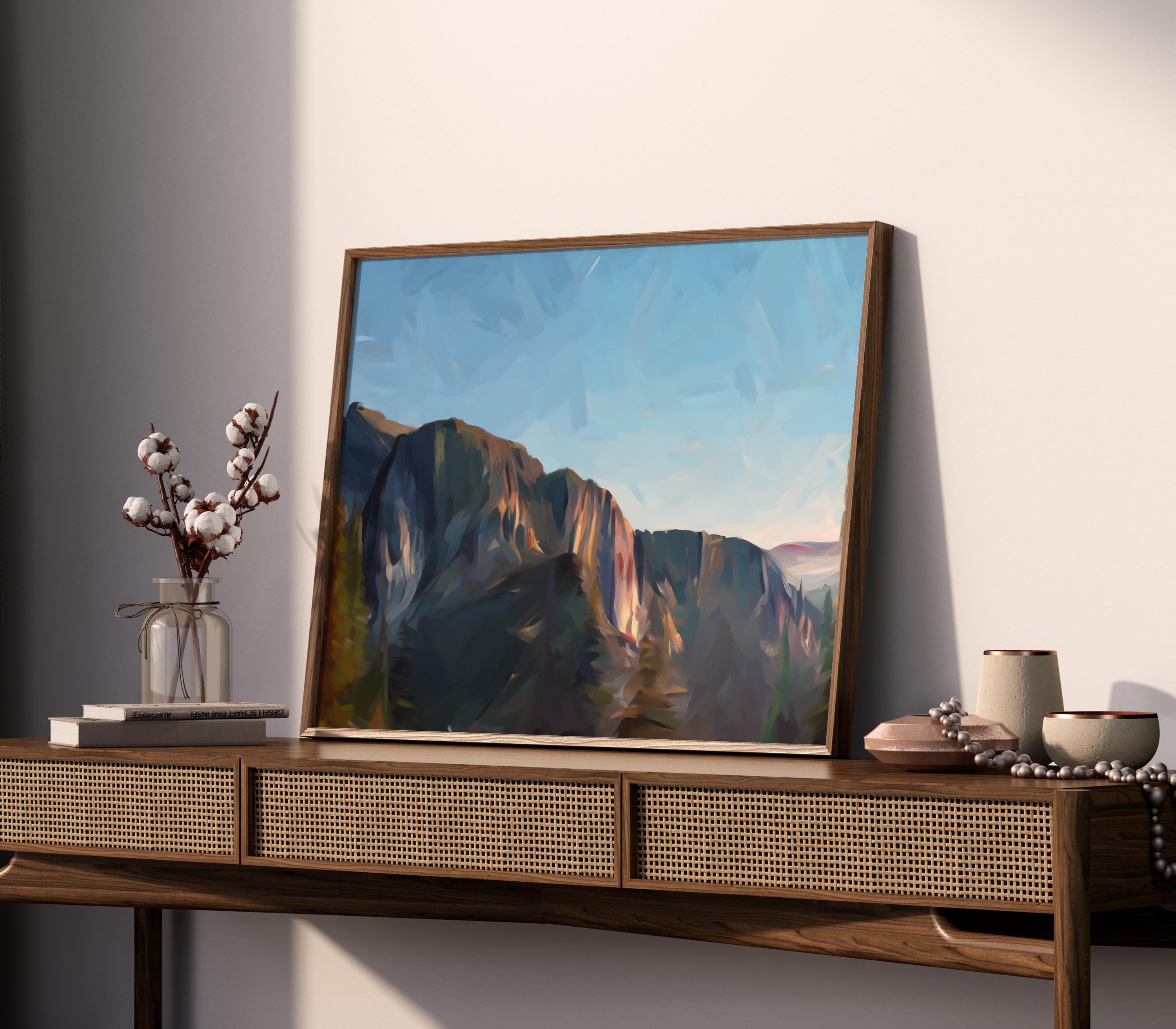 Stawamus Chief Painting, West Coast Art Print, Canvas or Poster, Pacific Northwest Painting, Housewarming Gift by Canadian artist Kevin Yang