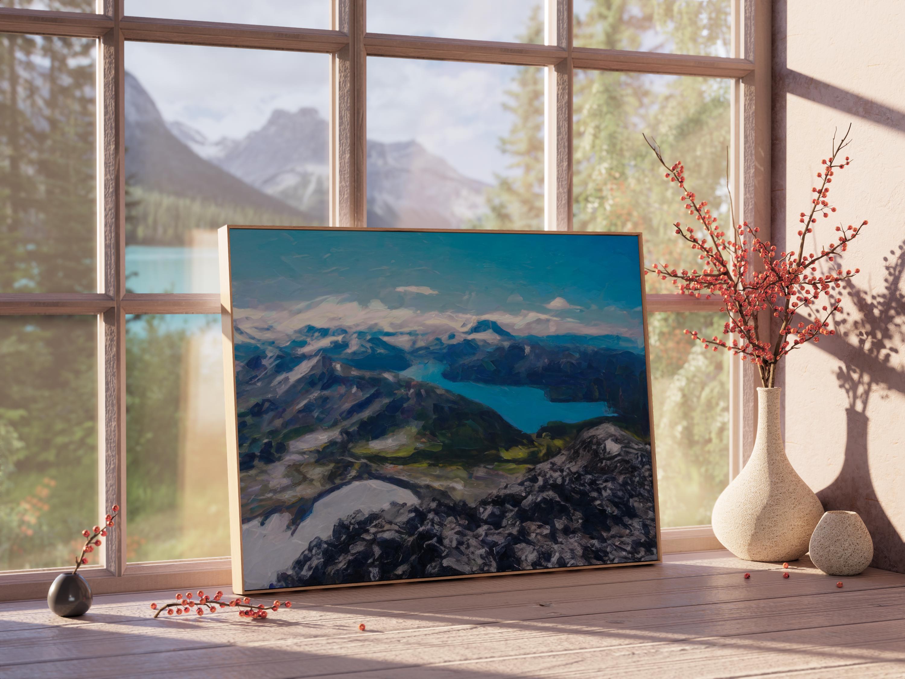 Garibaldi Lake Painting, West Coast Art Print, Canvas or Poster, Pacific Northwest Painting, Housewarming Gift by Canadian artist Kevin Yang