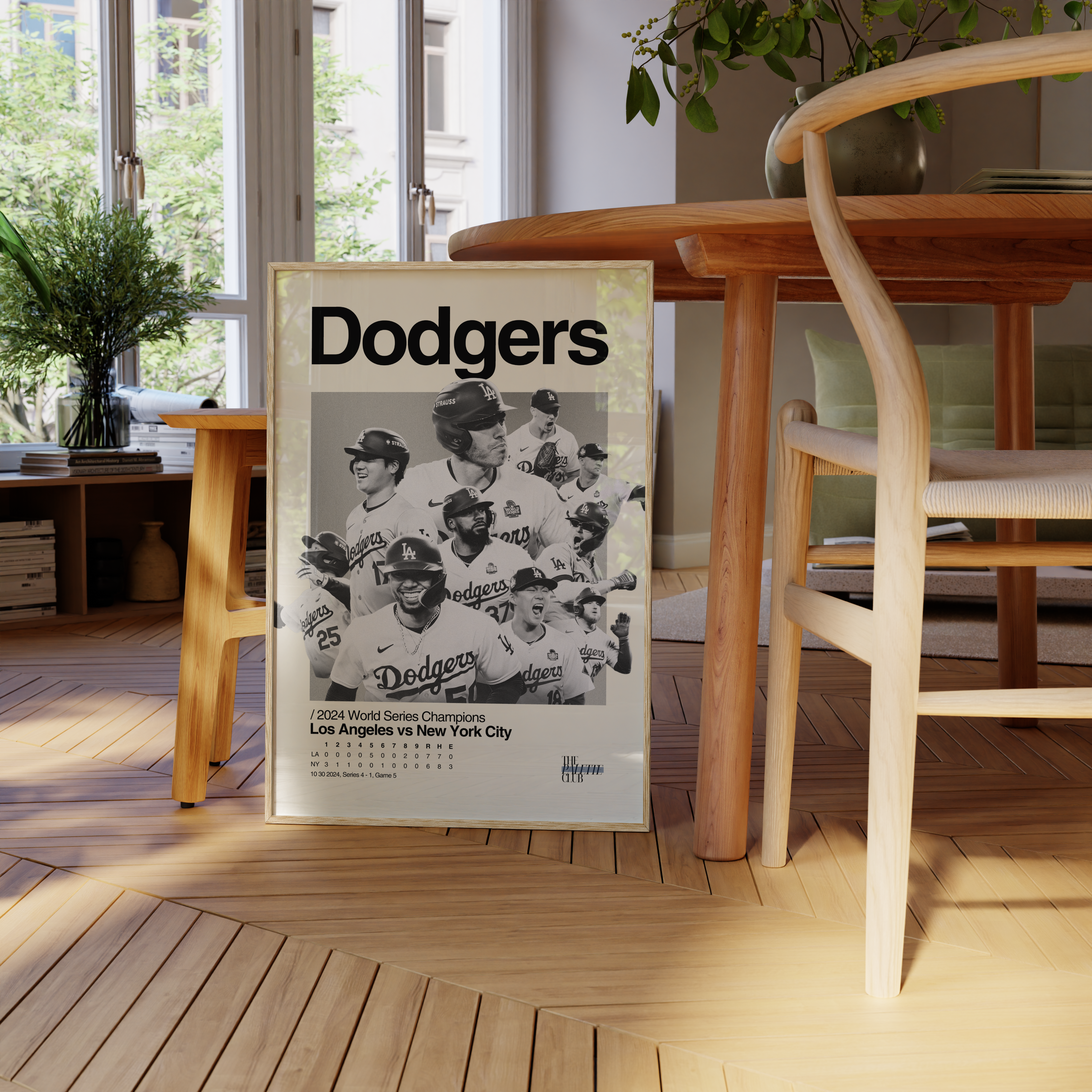 LA Dodgers 2024 World Series Team Poster (With Scoreboard)