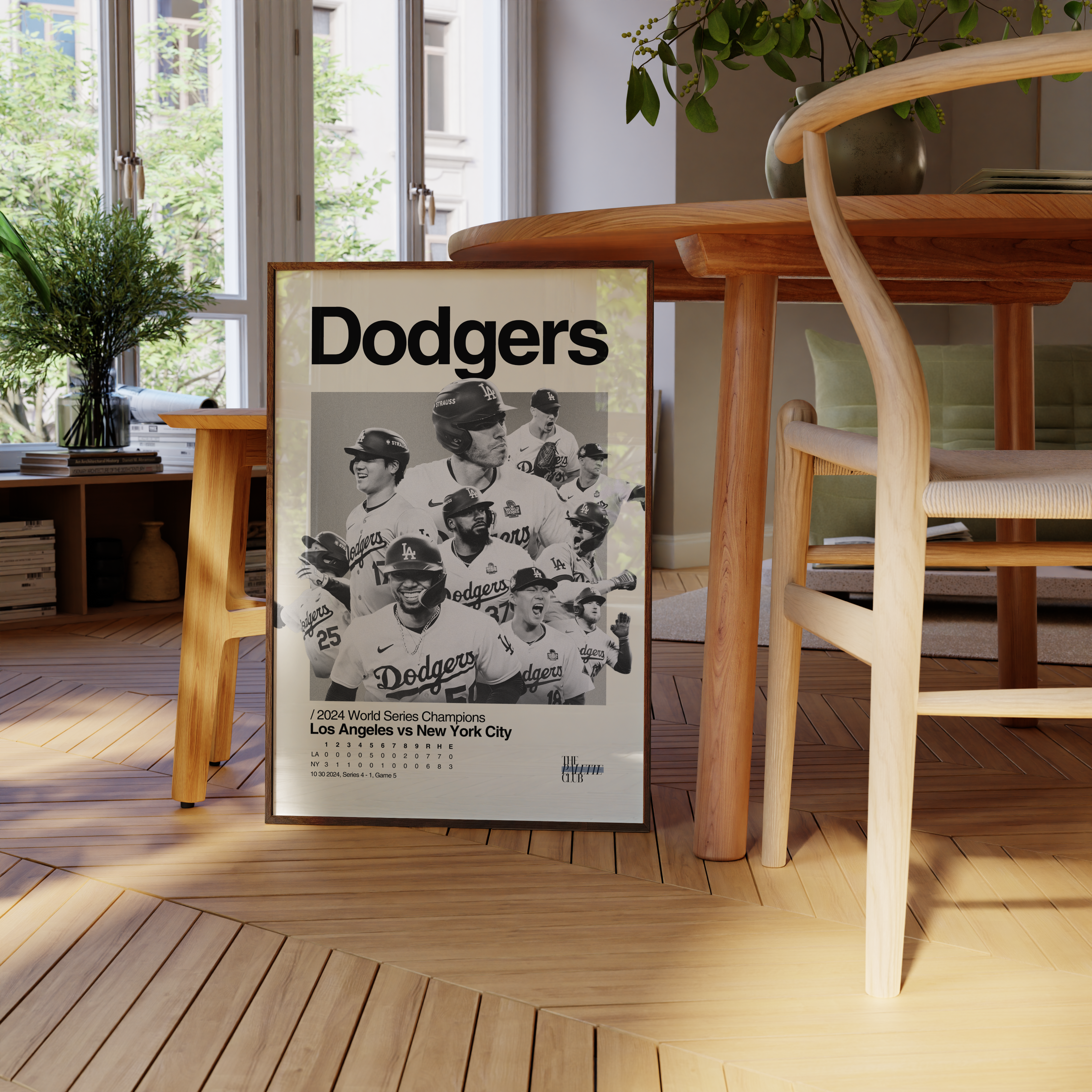 LA Dodgers 2024 World Series Team Poster (With Scoreboard)