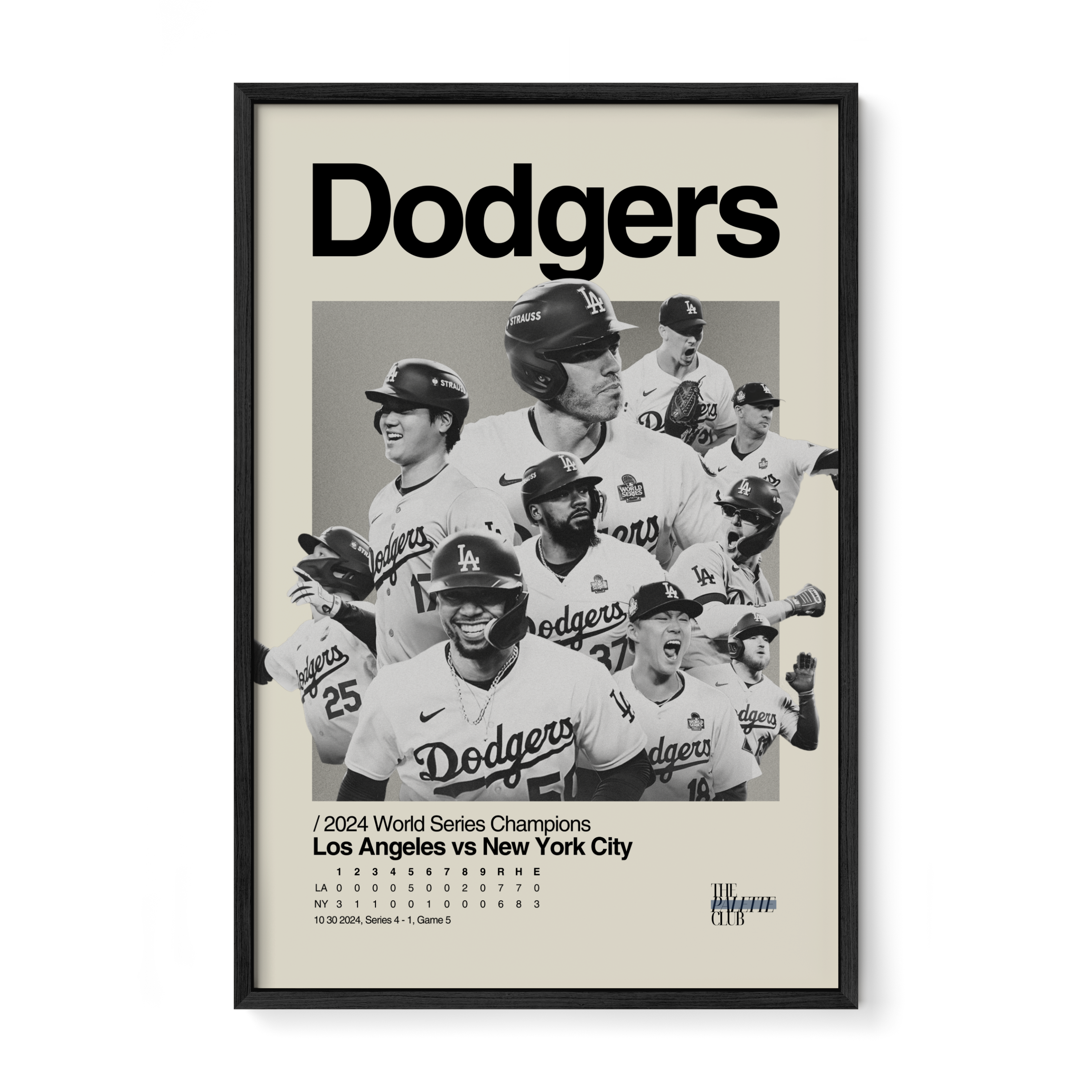 LA Dodgers 2024 World Series Team Poster (With Scoreboard)