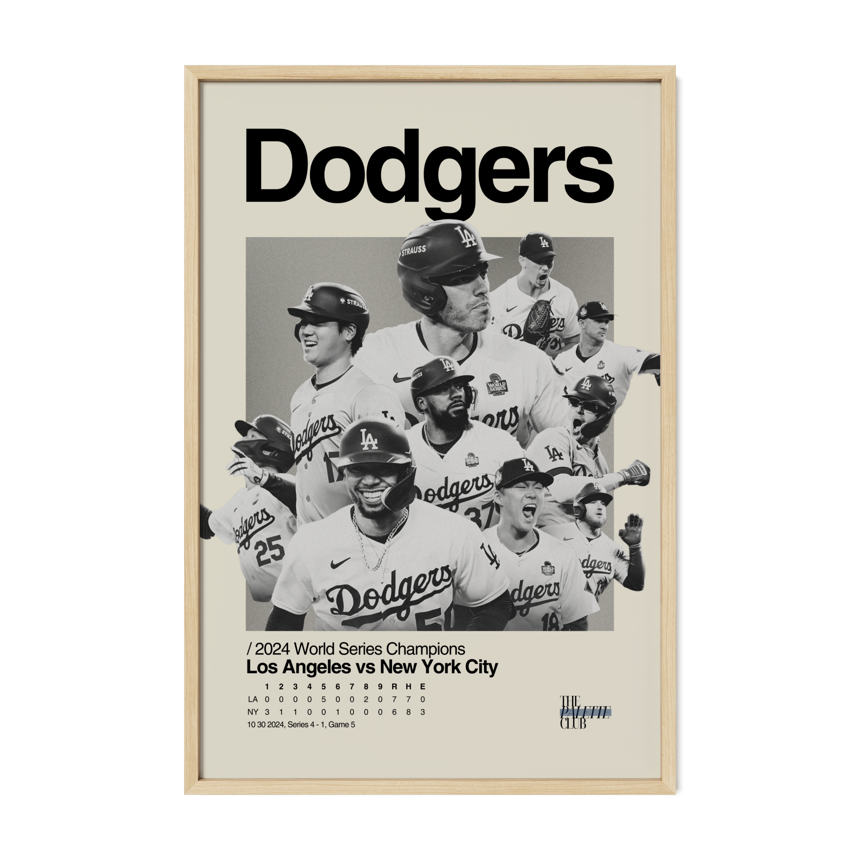 LA Dodgers 2024 World Series Team Poster (With Scoreboard)
