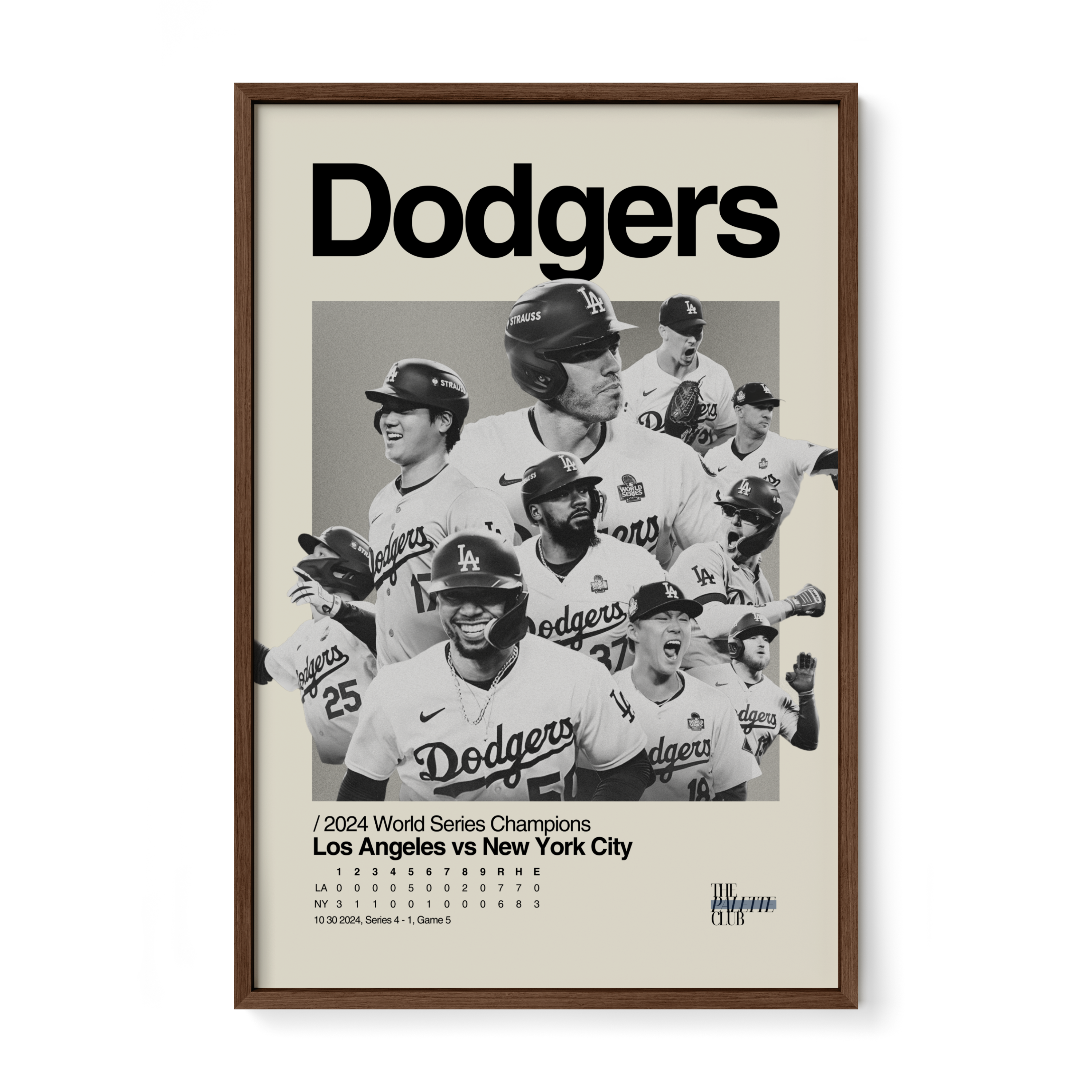 LA Dodgers 2024 World Series Team Poster (With Scoreboard)