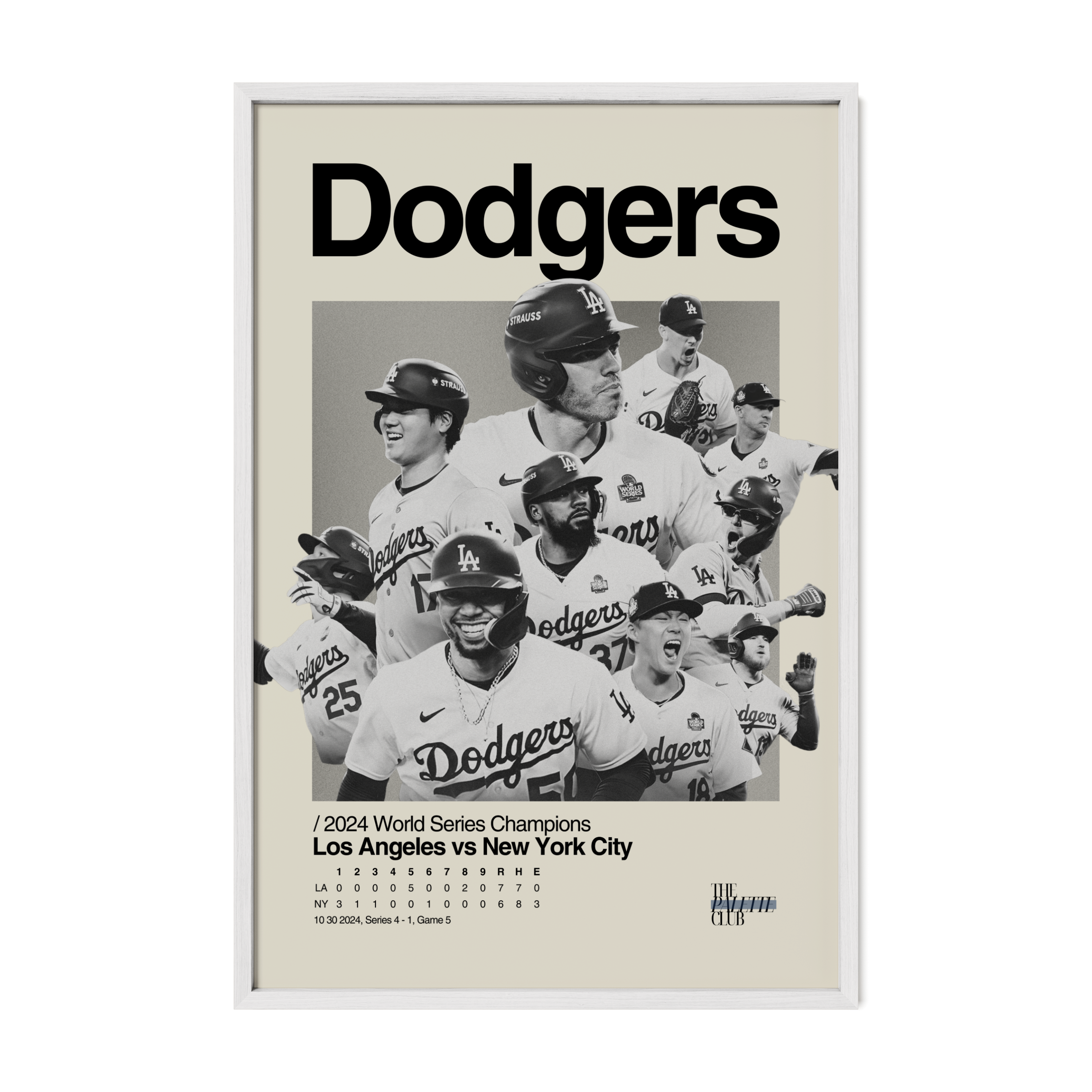 LA Dodgers 2024 World Series Team Poster (With Scoreboard)