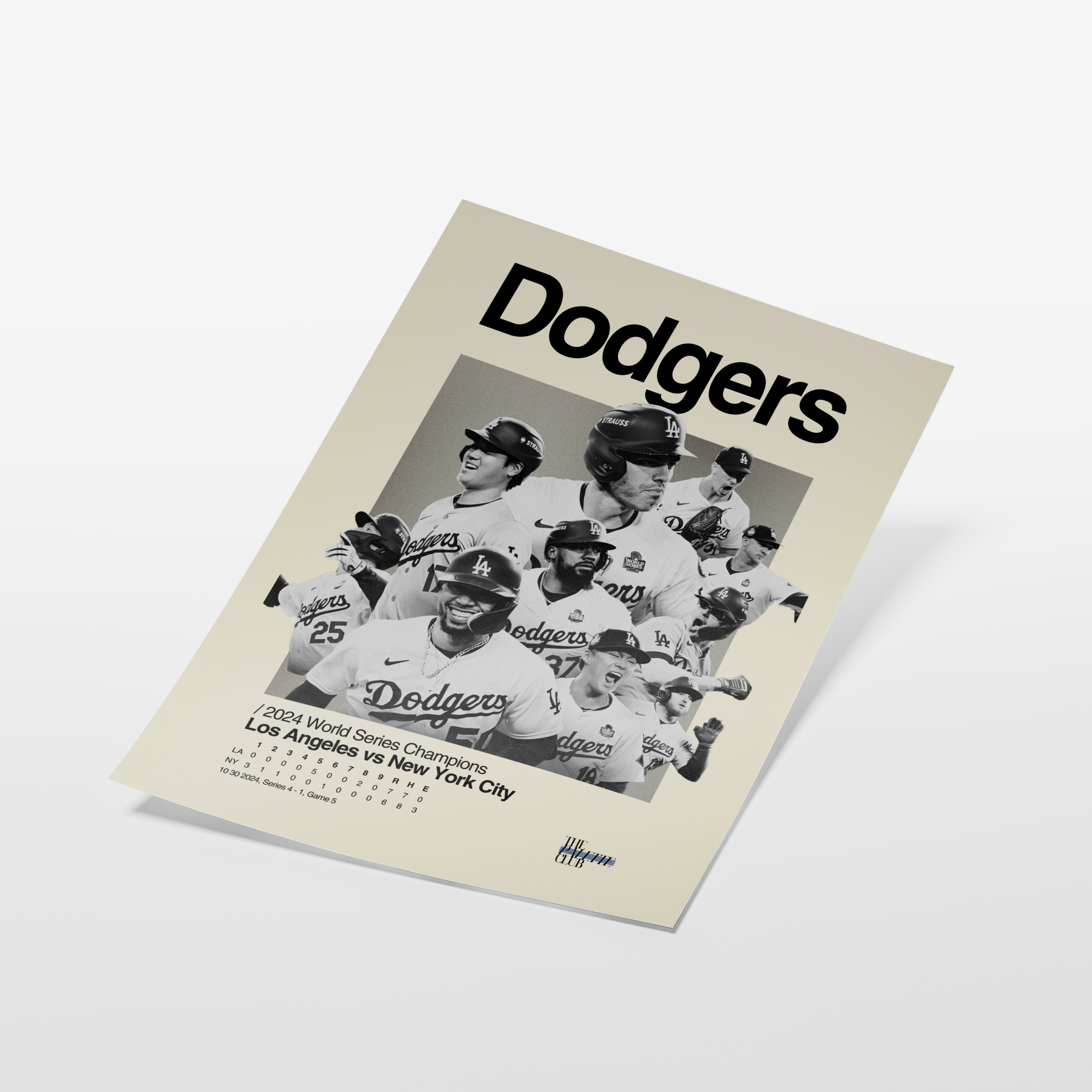 LA Dodgers 2024 World Series Team Poster (With Scoreboard)