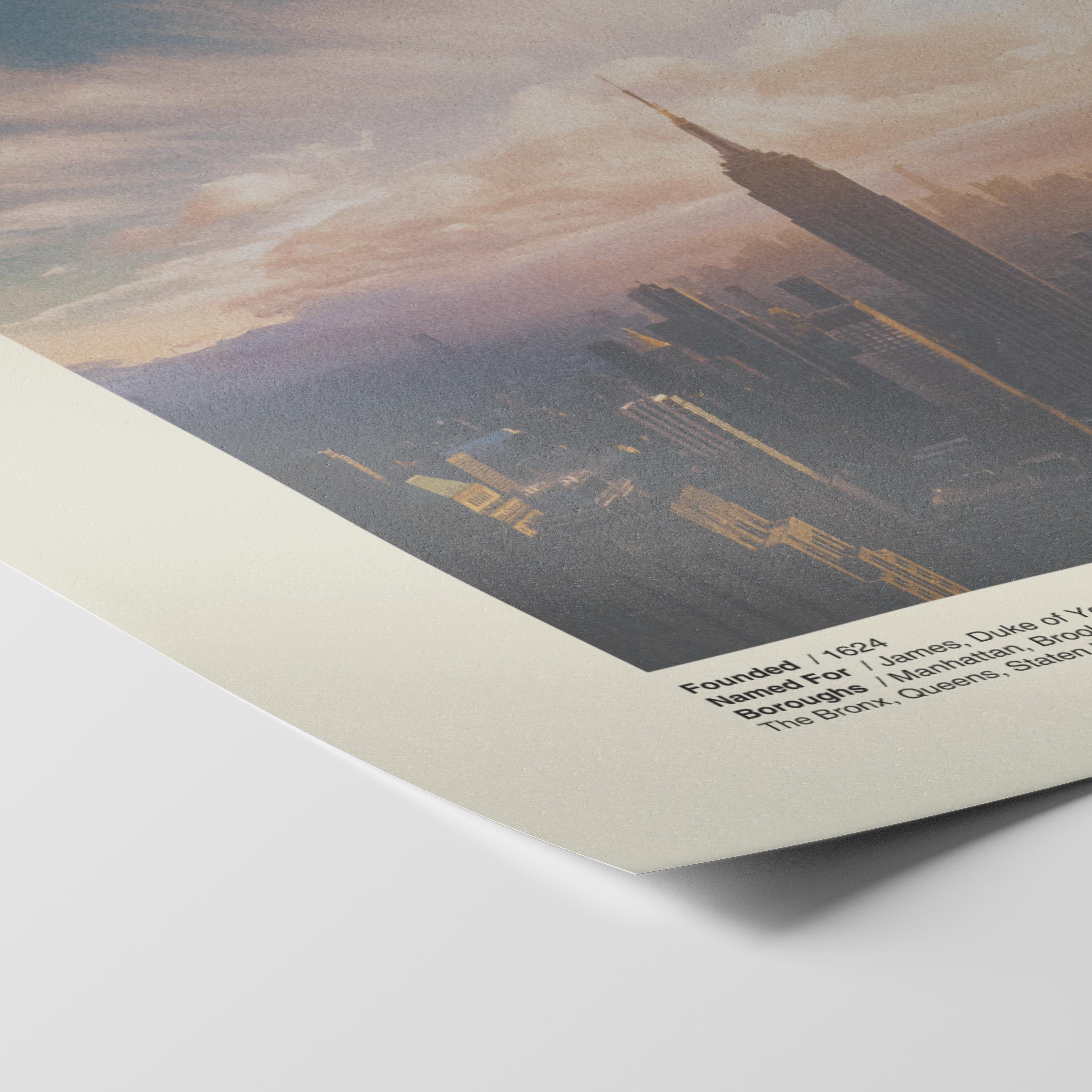 New York City Sunset Skyline Print v1