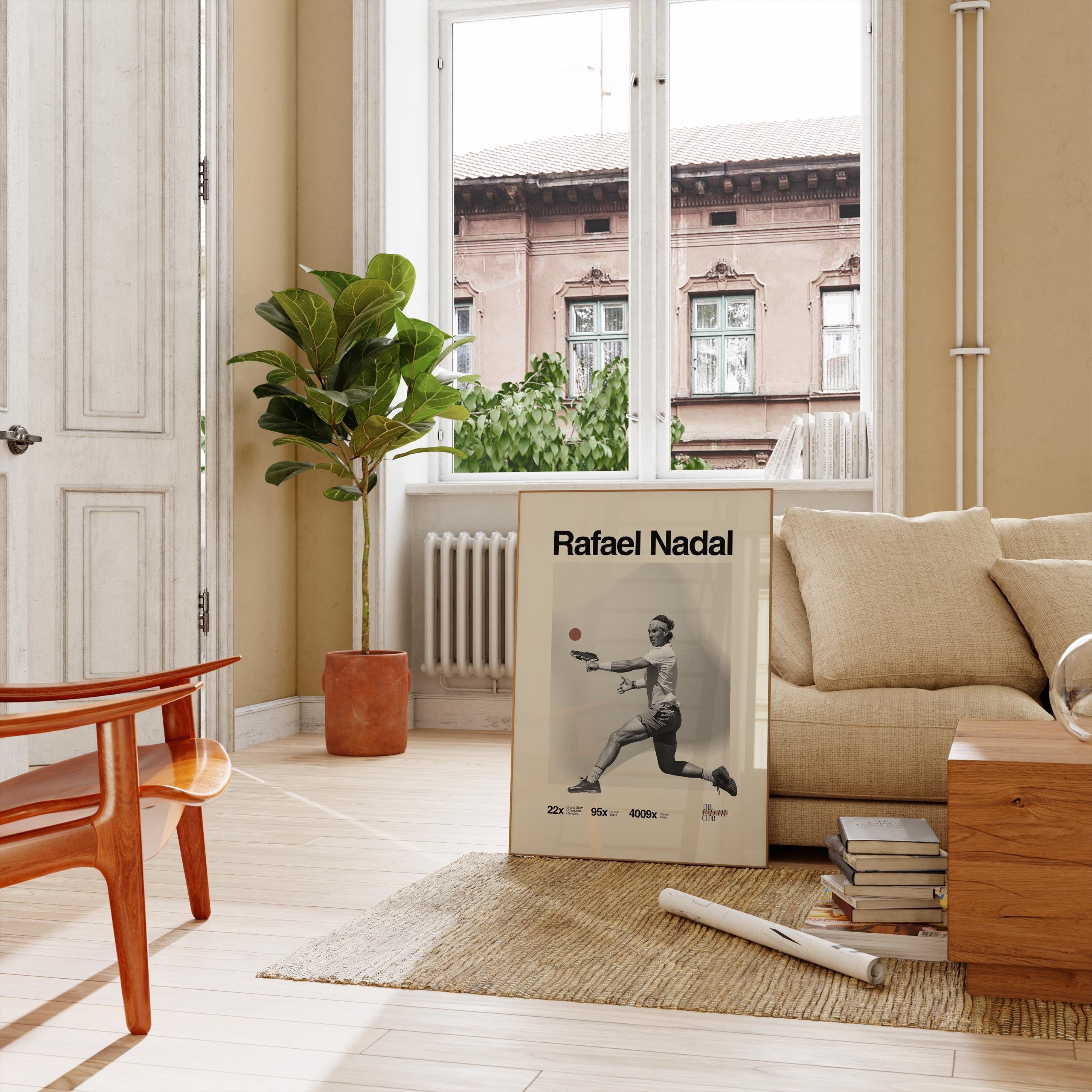 Mid-century Modern Rafael Nadal Poster, Retro Tennis Art, Aesthetic Monte Carlo Gifts, Minimalist Sports Poster, Modern and Sleek Tennis Art