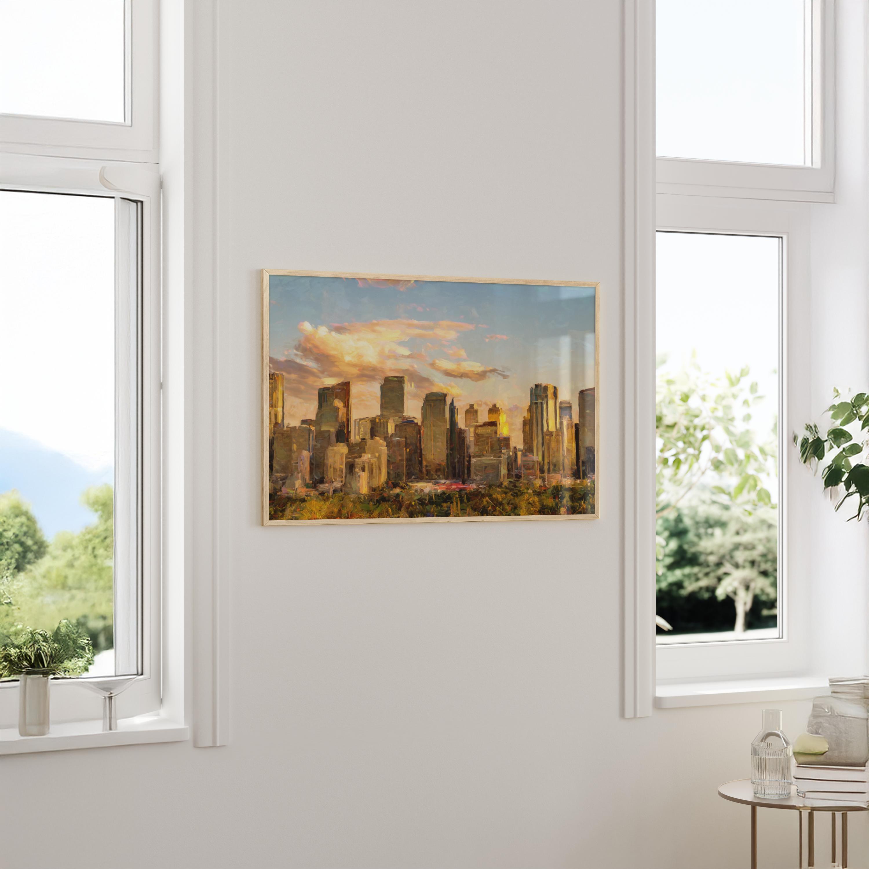 Calgary Summer Skyline - Oil Painting Print