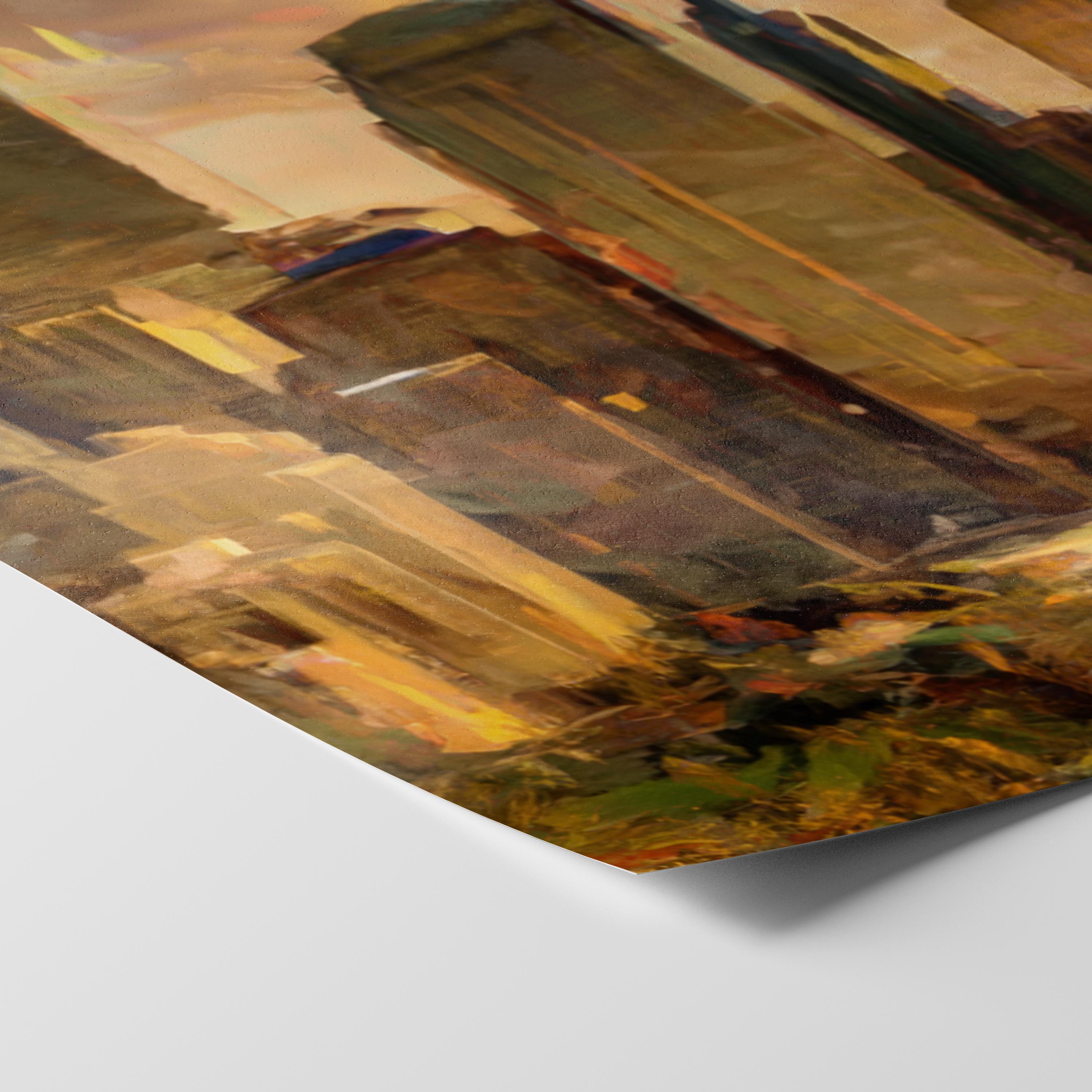Calgary Sunset Skyline - Oil Painting Print