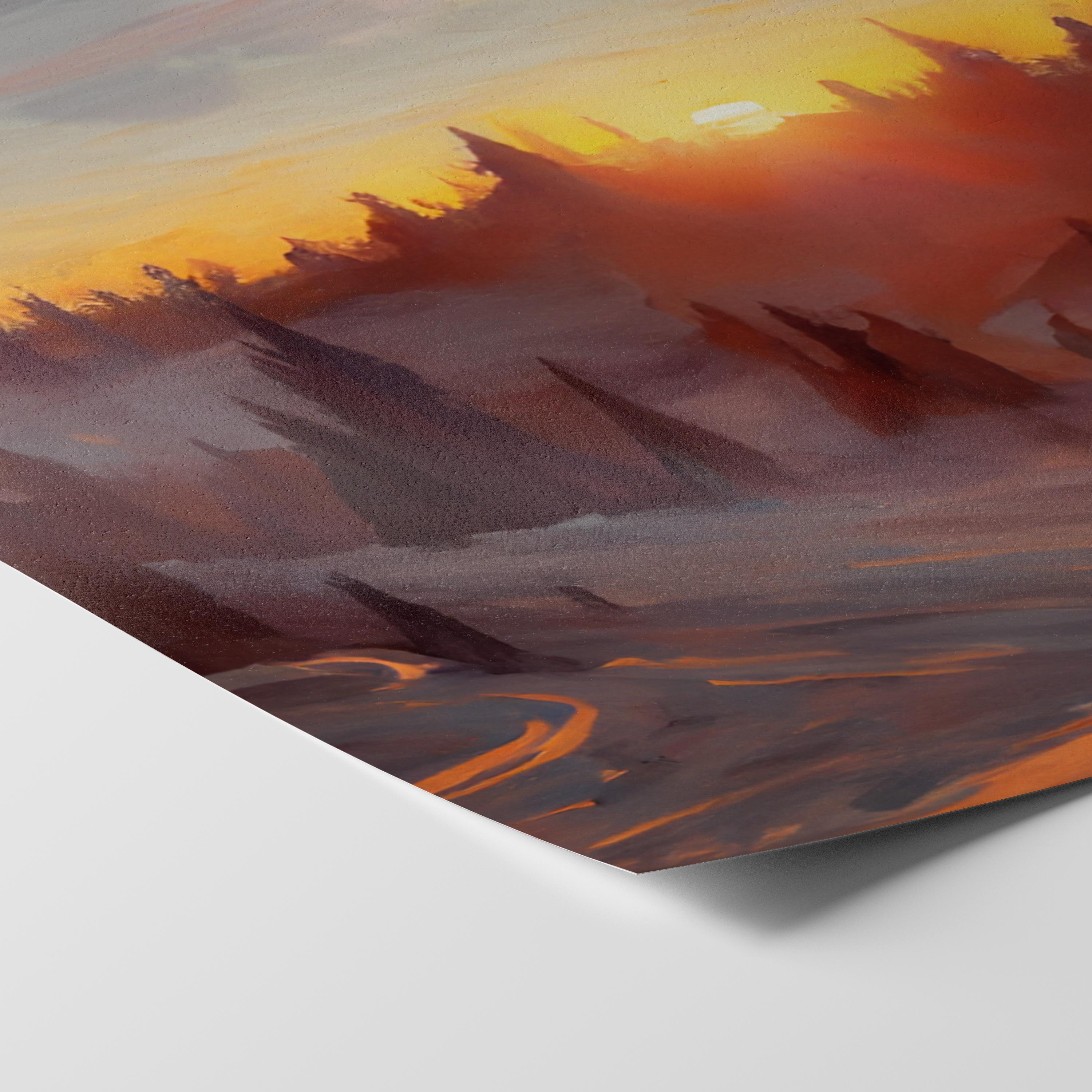 Cypress Mountain Sunset - Oil Painting Print
