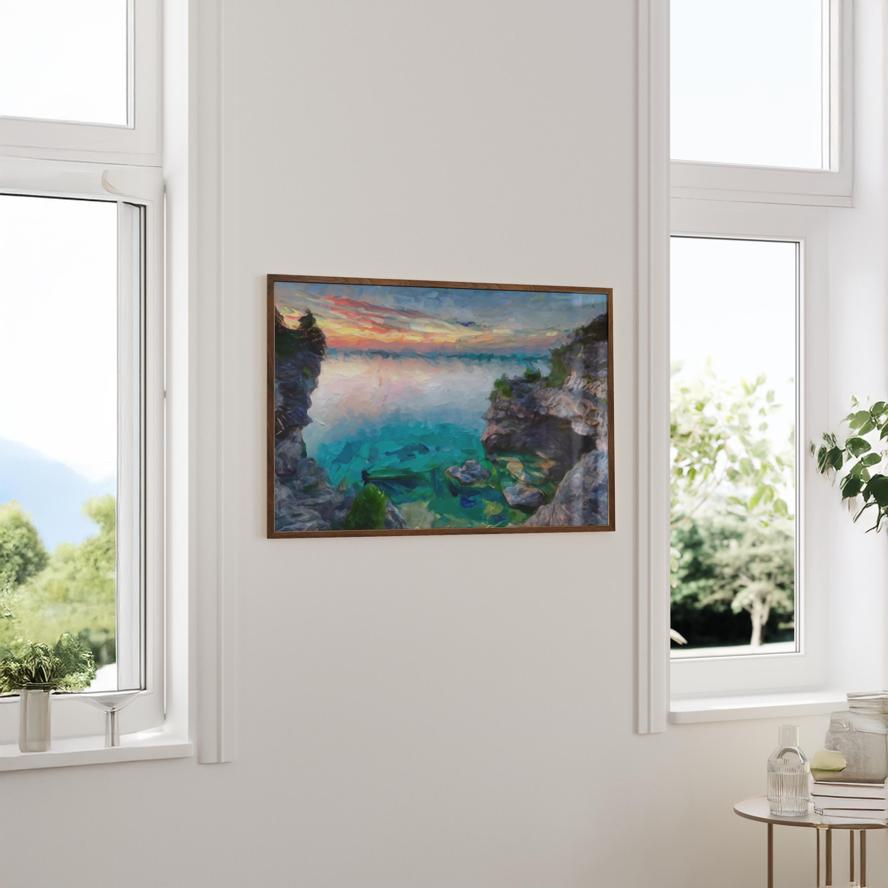 Tobermory Grotto Sunset - Oil Painting Print