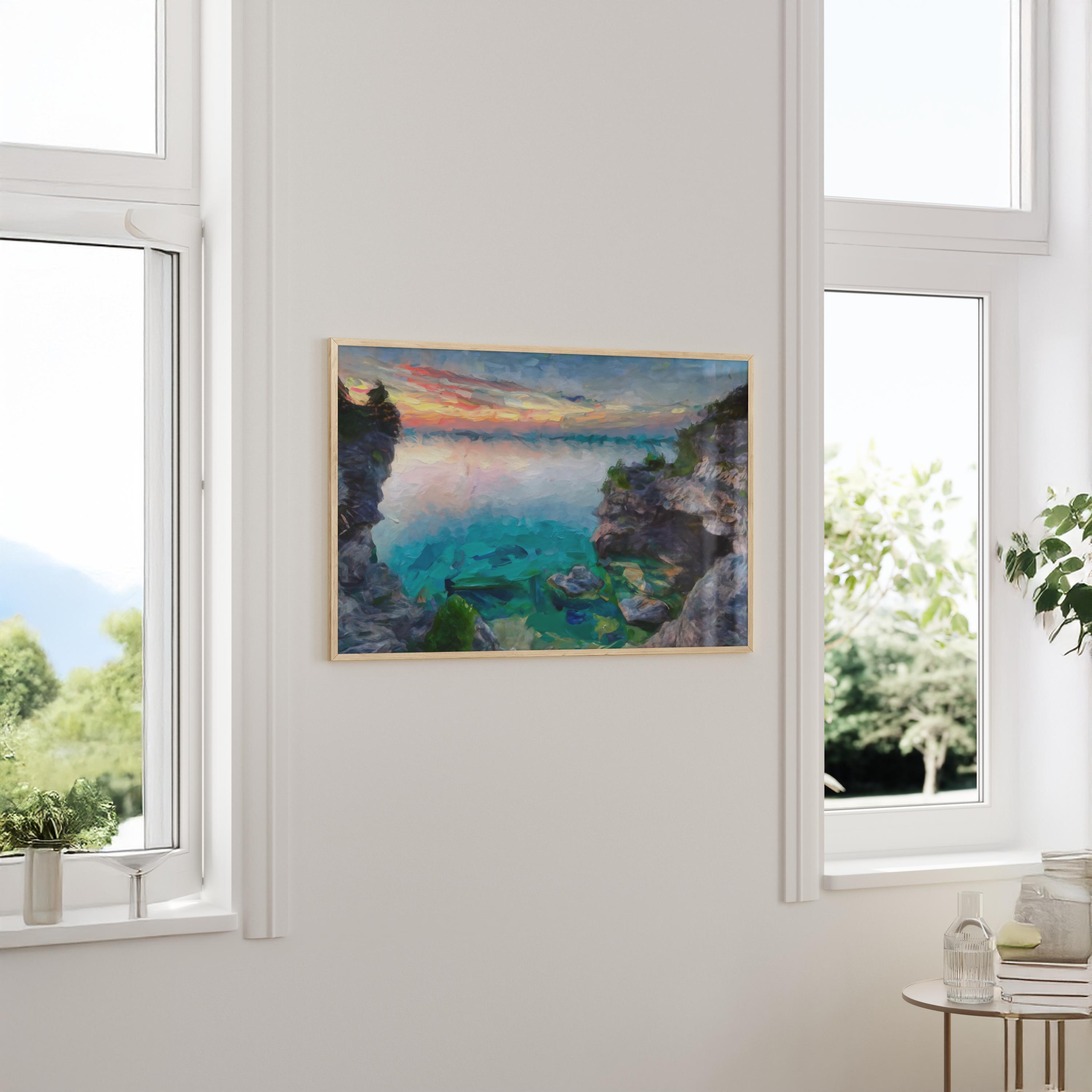 Tobermory Grotto Sunset - Oil Painting Print