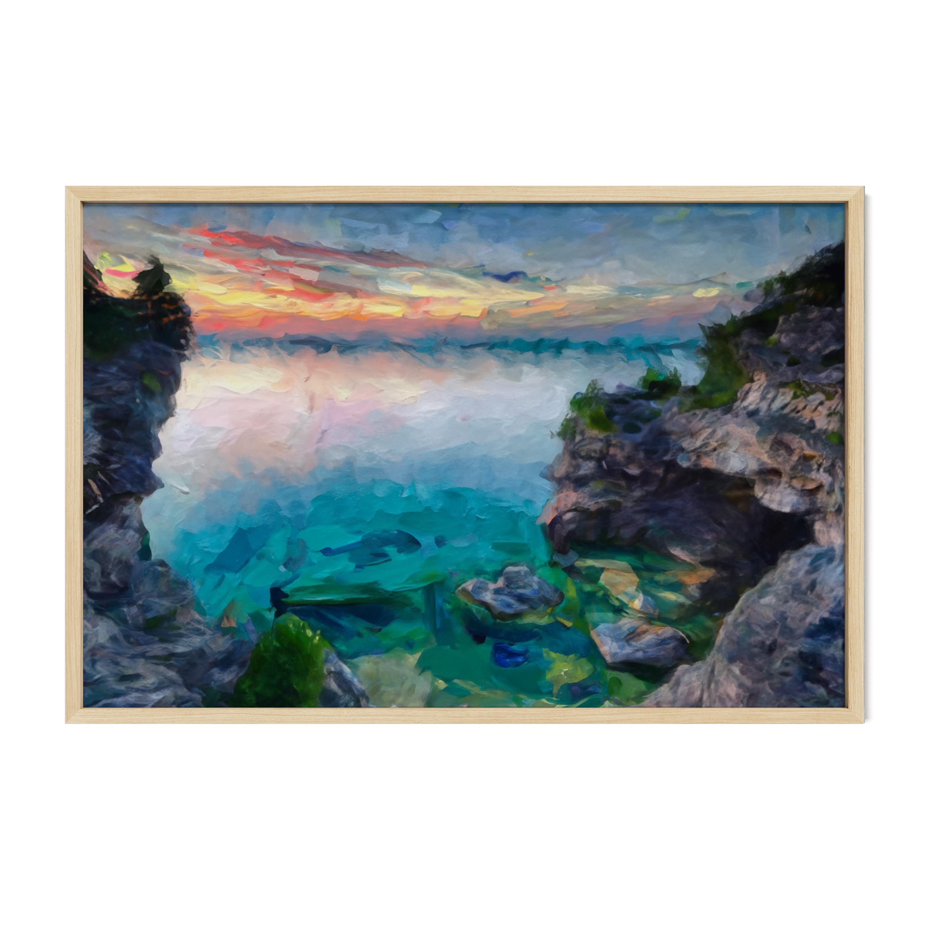Tobermory Grotto Sunset - Oil Painting Print