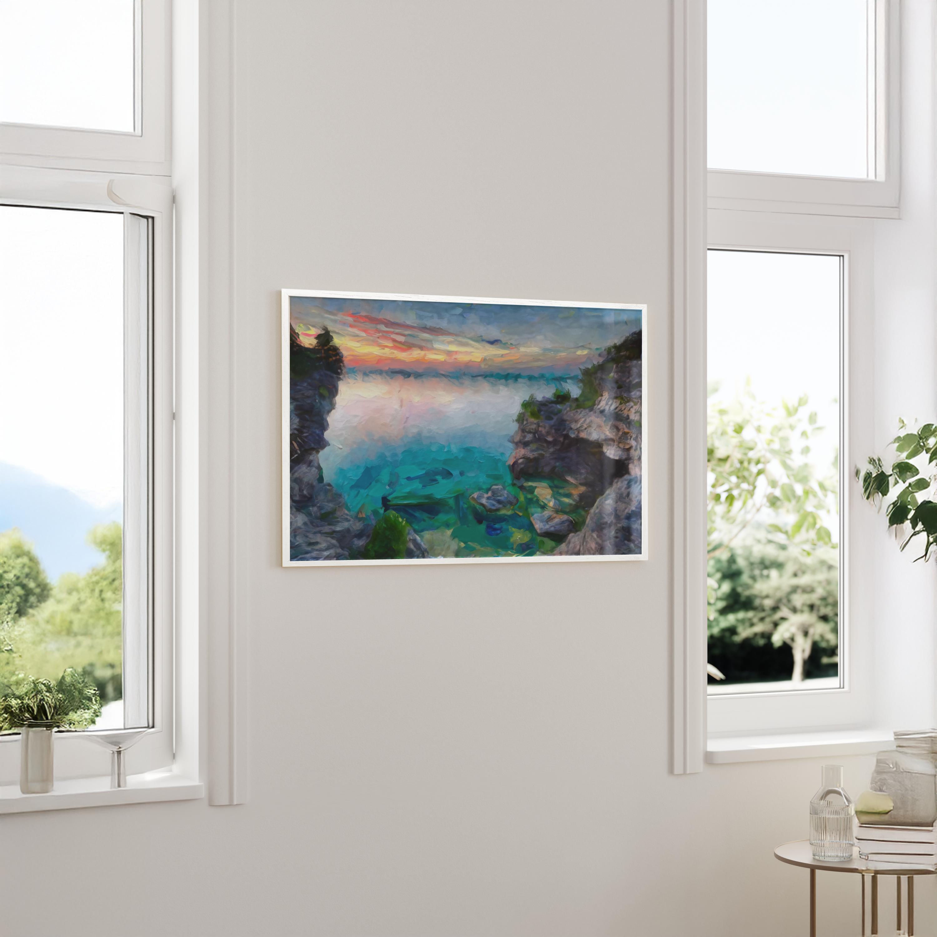 Tobermory Grotto Sunset - Oil Painting Print