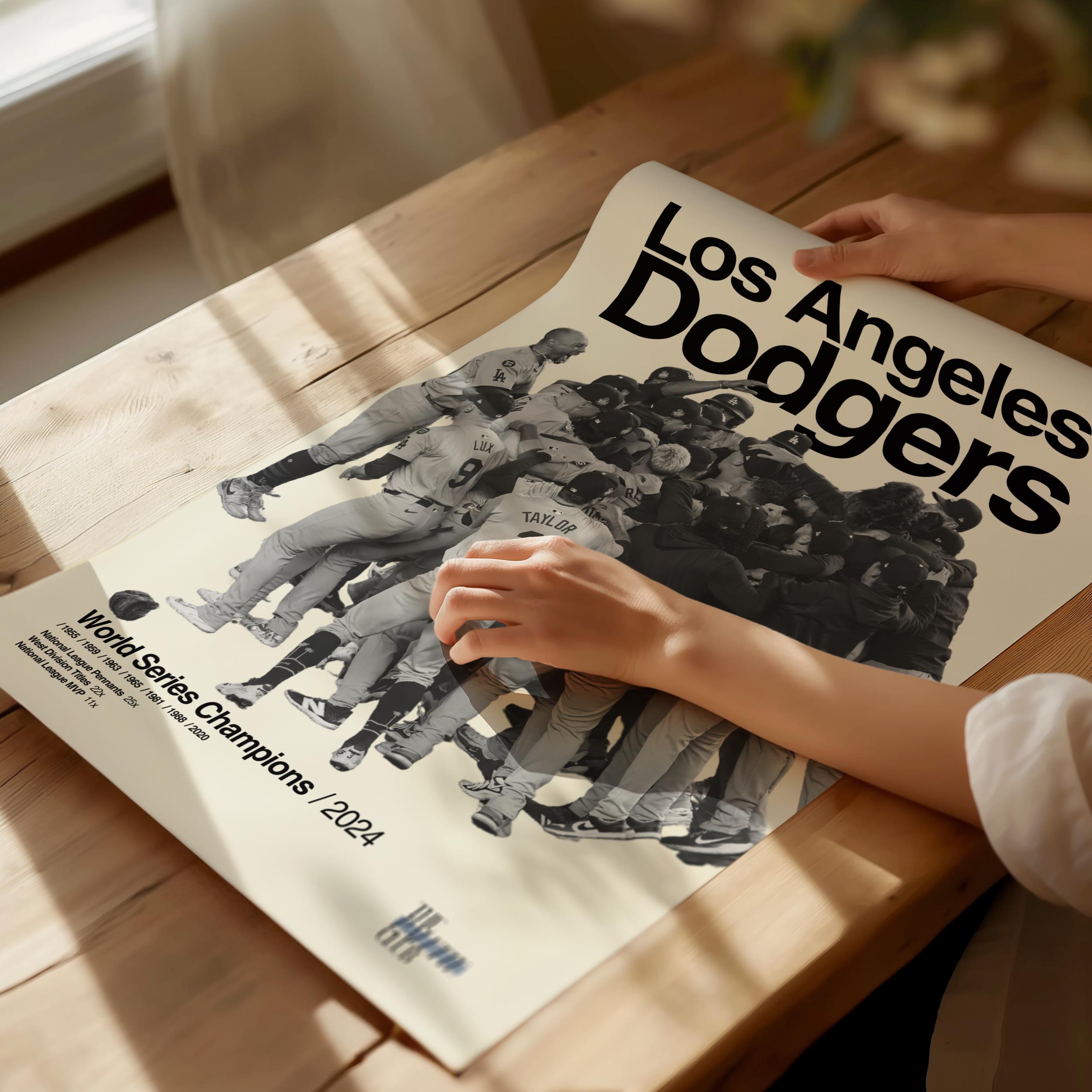 2024 LA Dodgers Poster, Freeman & Ohtani World Series Mid-Century Modern Print, Minimalist Baseball Art, Los Angeles Dodgers Poster