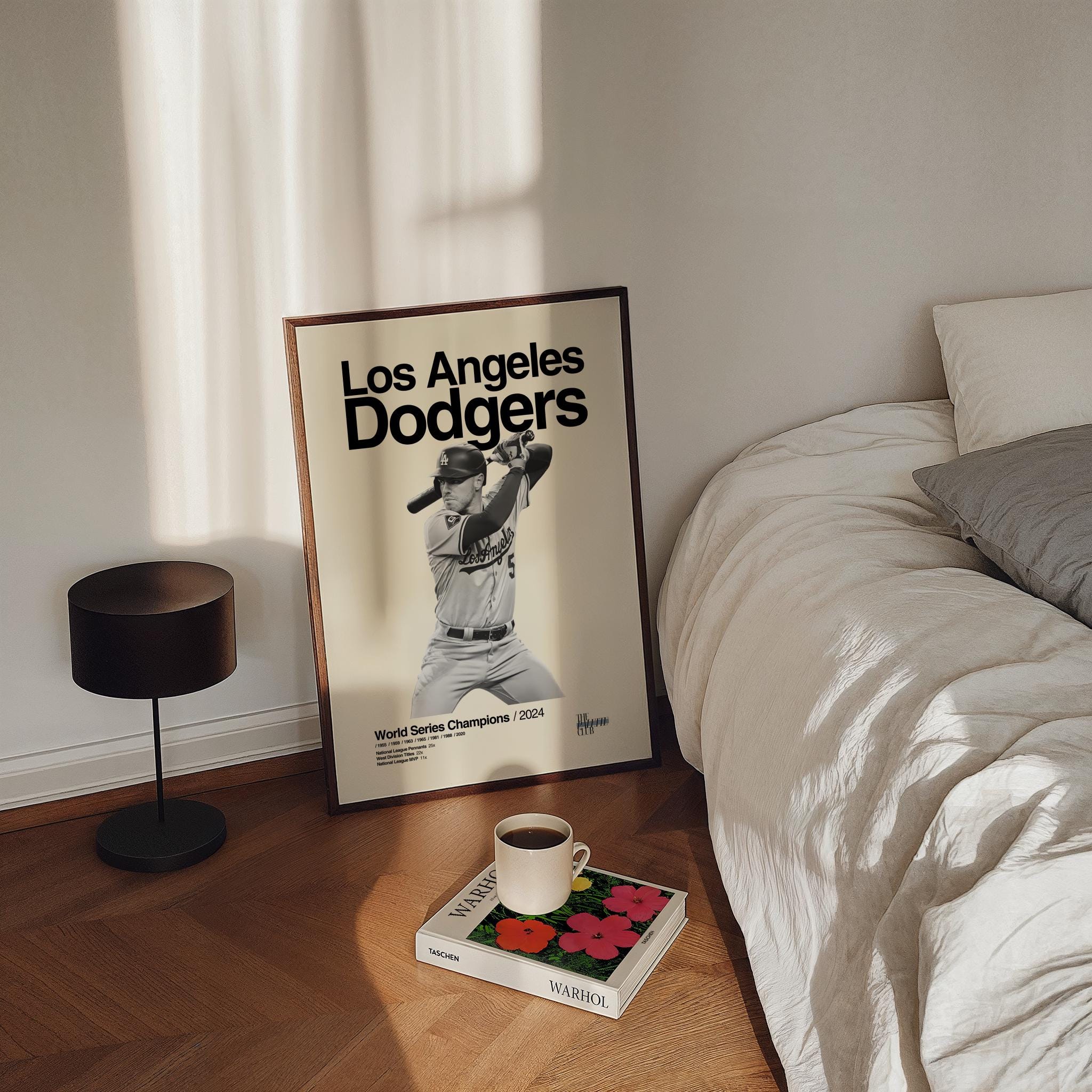 LA Dodgers Poster, Shohei Ohtani World Series Champions Mid-Century Modern Poster, Retro Baseball Art, Minimalist Los Angeles Dodgers Print